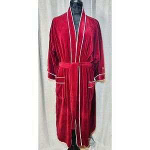 Vintage Christian Dior Monsieur Bath Robe Adult One Size Burgundy Velour Lounge